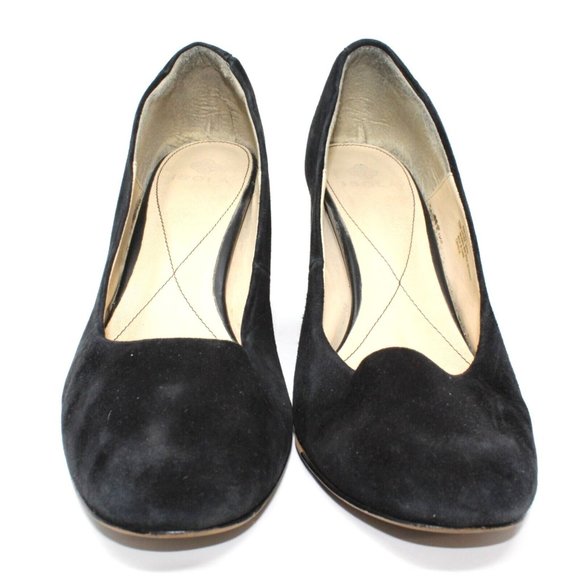 ISOLA Womens Size 10M Black Suede Round Cap Toe Block High Heels Classic Pumps - Picture 2 of 14